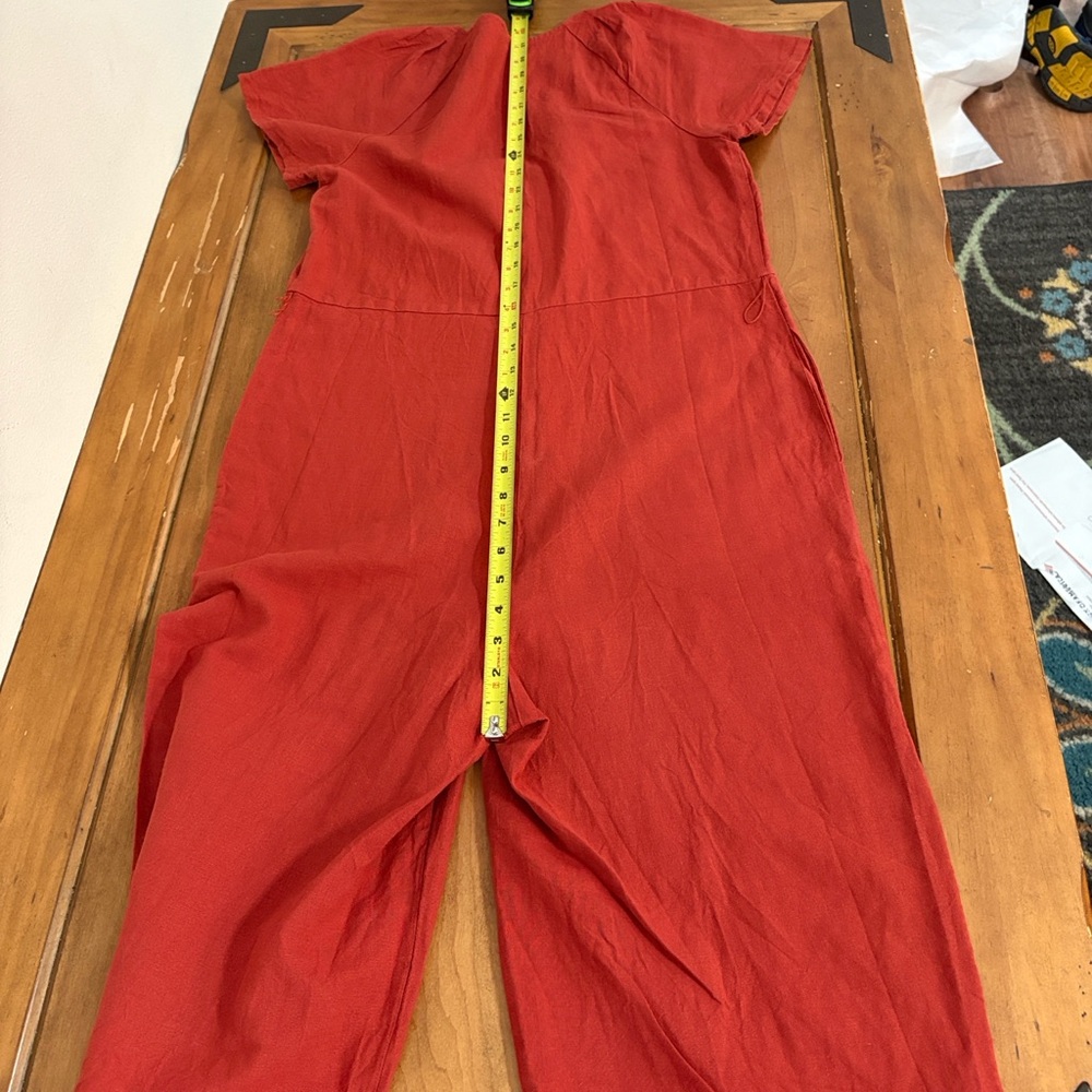 Madewell Linen Brick Red Jumpsuit Size 6 - Picture 11 of 11